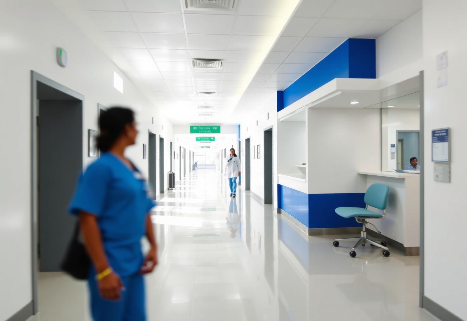Bright corridor and reception of Ayushman Hospital, Bhubaneswar
